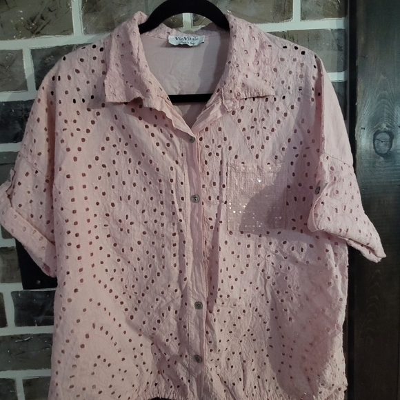 Tops - Pink Button-Up Shirt